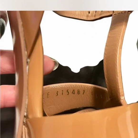 Authentic YSL Saint Laurent Tribute High Heel Sandals W Platform Camel/Tan